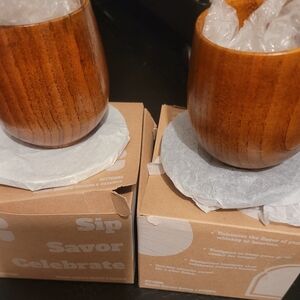 Wood Tone Whiskey Glass Set - Natural Brown Home Accent